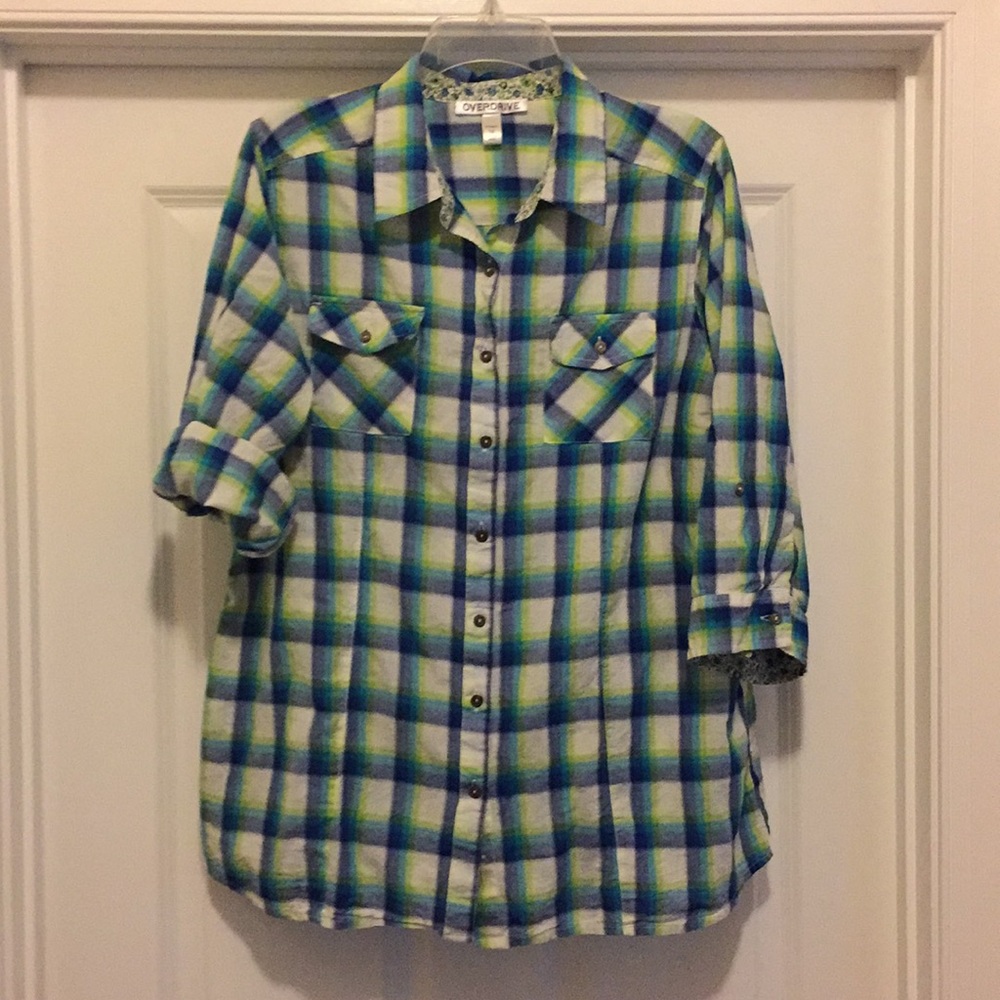 Overdrive Size 1X Plaid Shirt